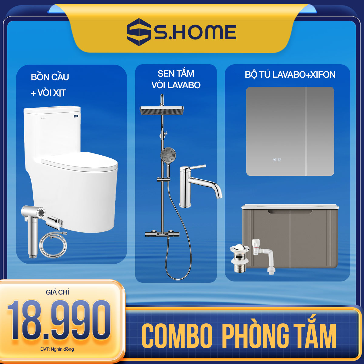 Combo Thiết Bị Vệ Sinh Thời Thượng 18.990K